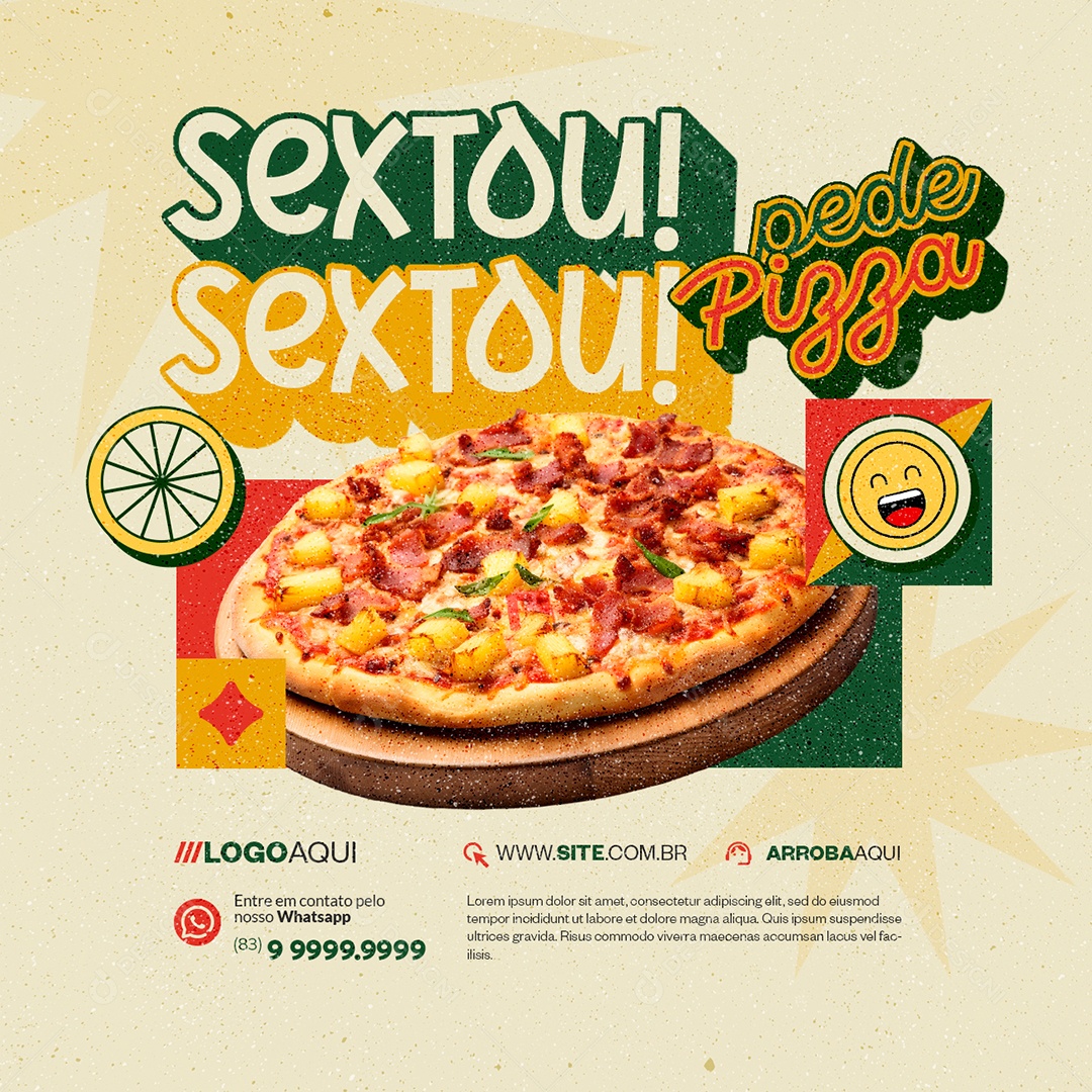 Pizzaria Sextou Pede Pizza Social Media PSD Editável