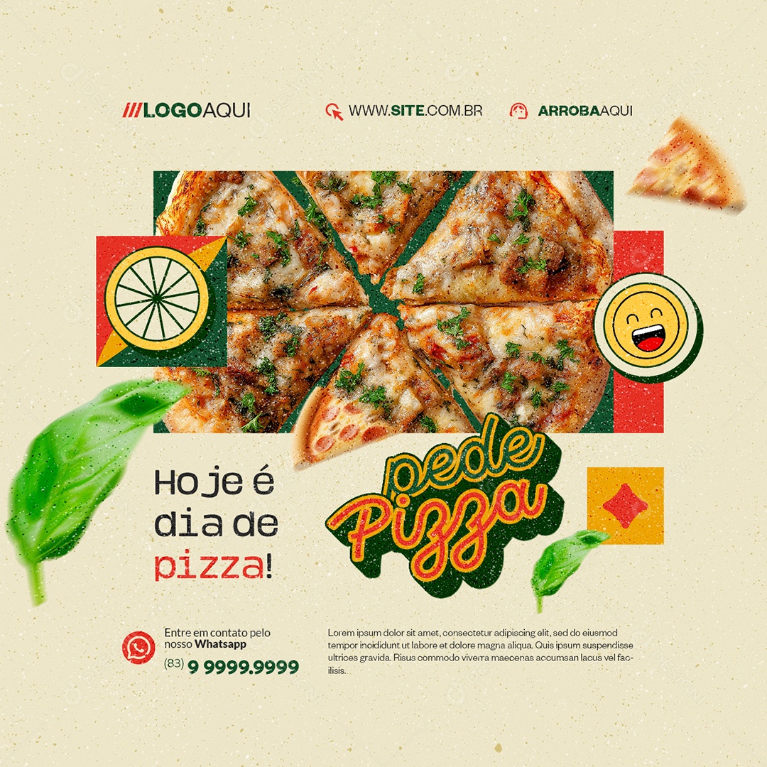 Pizzaria Hoje é Dia de Pizza Pede Social Media PSD Editável