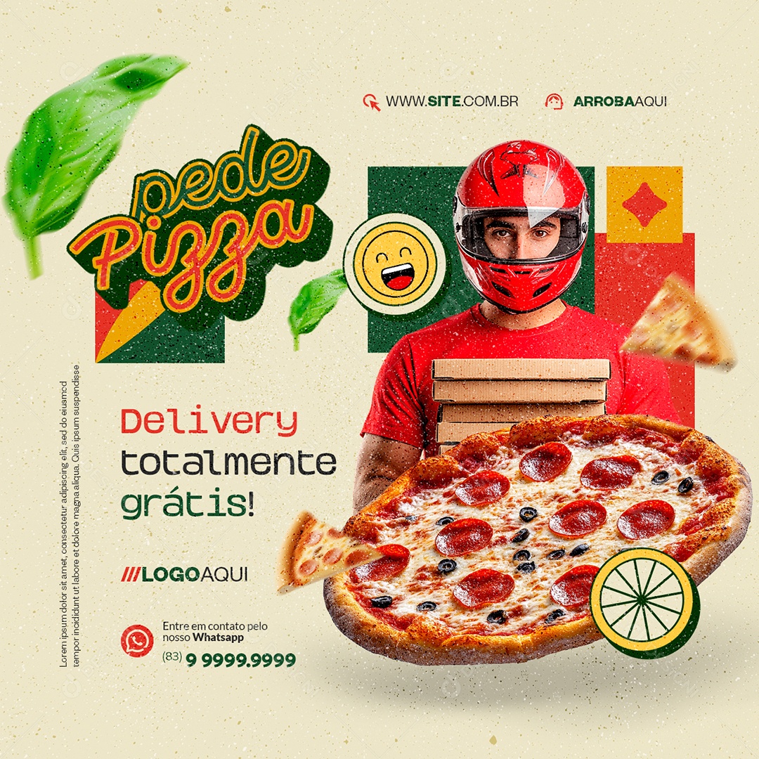 Pizzaria Delivery Totalmente Grátis Social Media PSD Editável