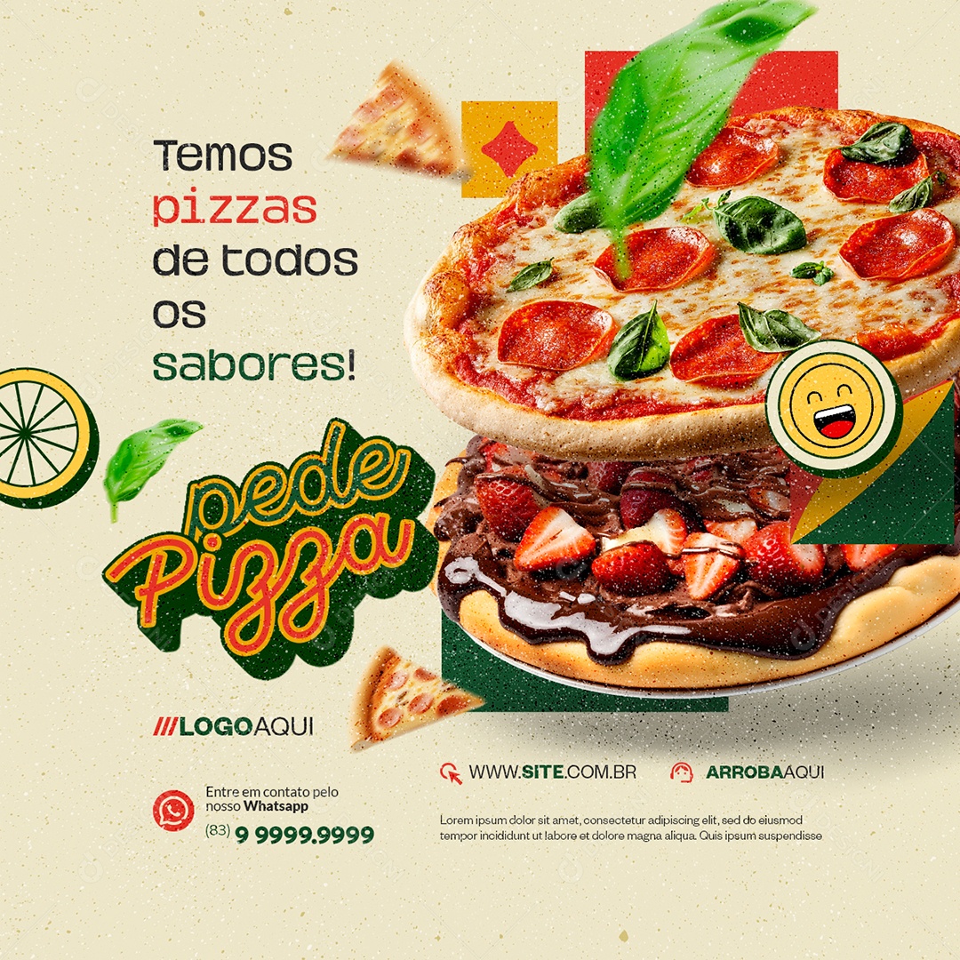 Pizzaria We have Pizzas of All Flavors Social Media PSD Editable