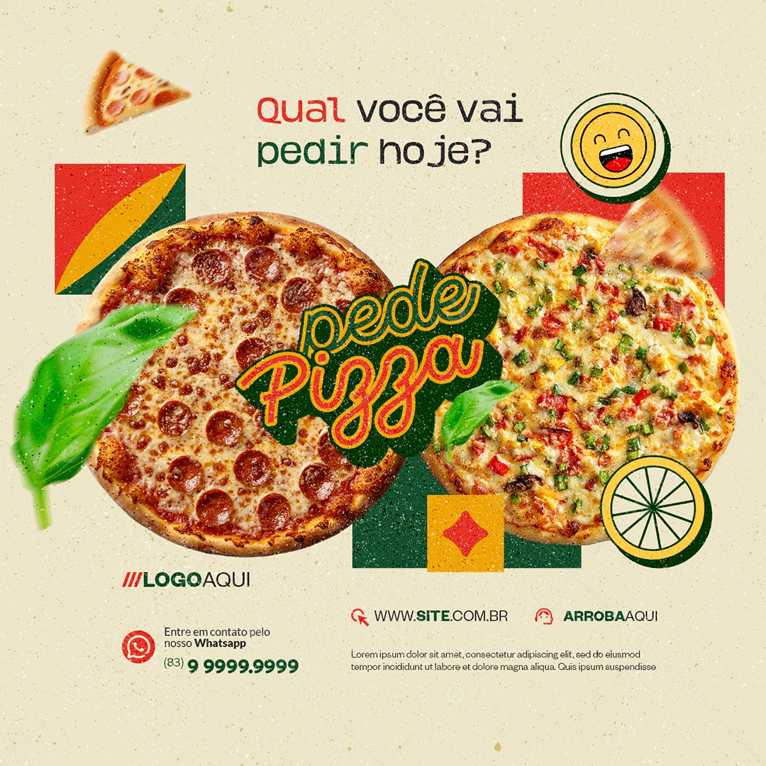 Pizzaria Qual Você Vai Pedir Hoje Social Media PSD Editável