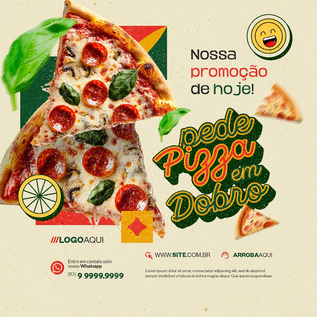 Pizzaria Nossa Promoção de Hoje Social Media PSD Editável