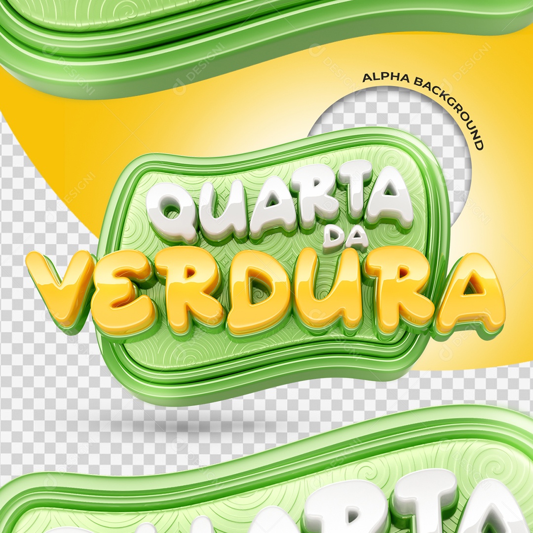 Quarta Da Verdura Selo 3D Verde Branco e Amarelo para Composição PSD