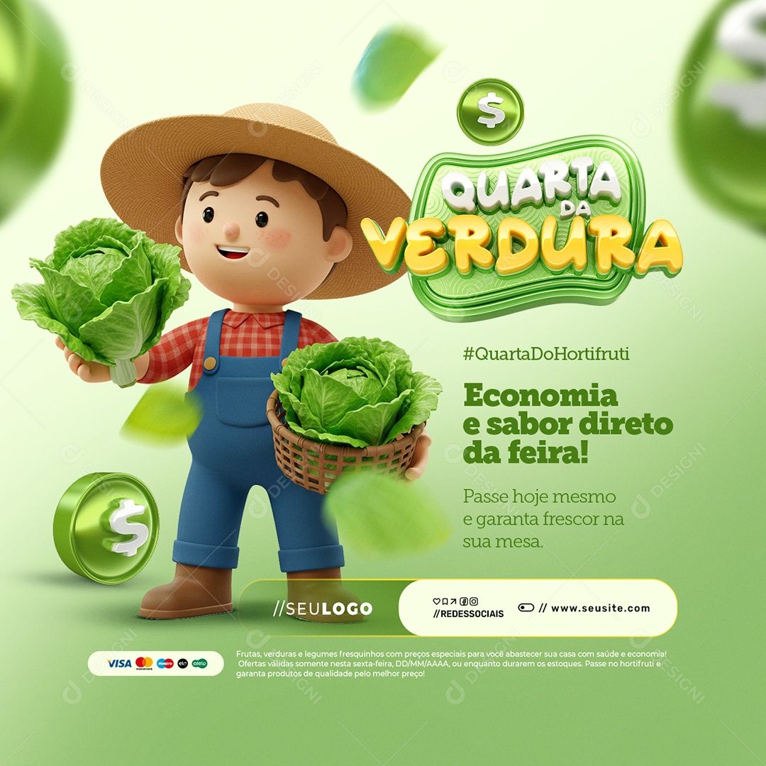 Quarta da Verdura Hortifruti Economia e Sabor Direto da Feira Social Media PSD Editável