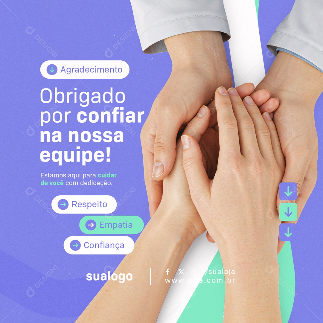 Clínica Gastroenterologia Obrigado por Confiar na Nossa Equipe Social Media PSD Editável