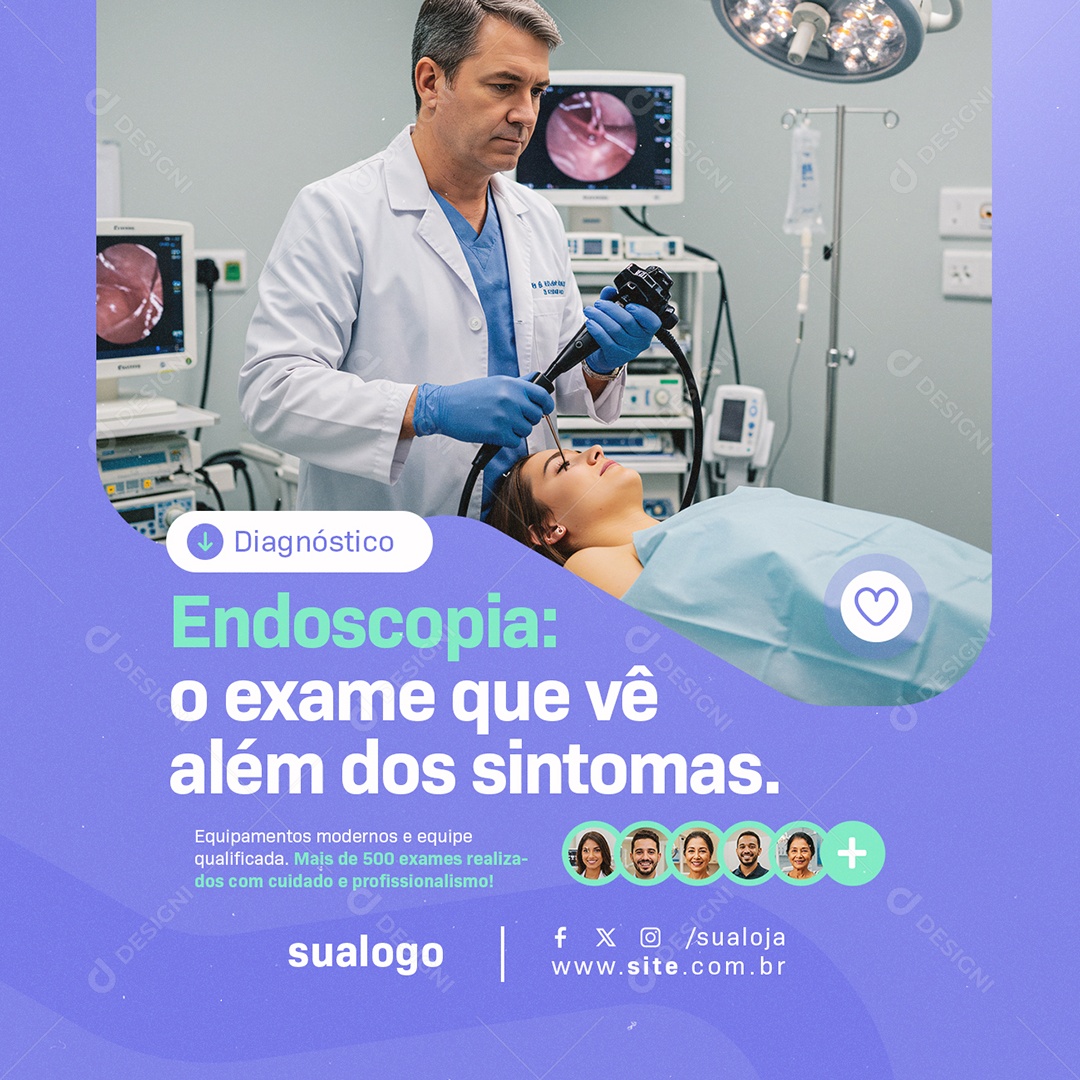 Clínica Gastroenterologia Diagnóstico Endoscopia Social Media PSD Editável