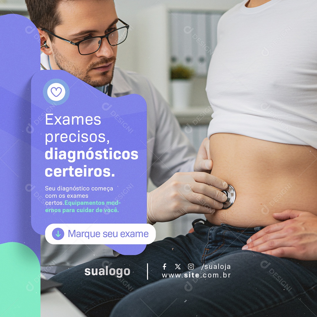 Clínica Gastroenterologia Exames Precisos Social Media PSD Editável