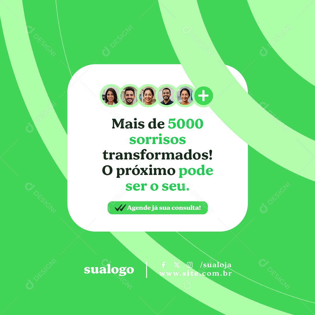 Clínica Odontológica Mais de 5000 Sorrisos Transformados Social Media PSD Editável