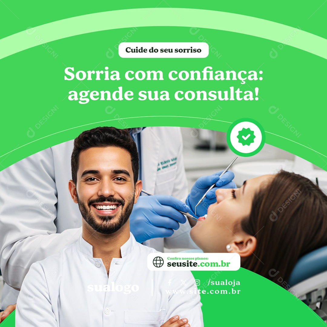 Clínica Odontológica Sorria com Confiança Social Media PSD Editável
