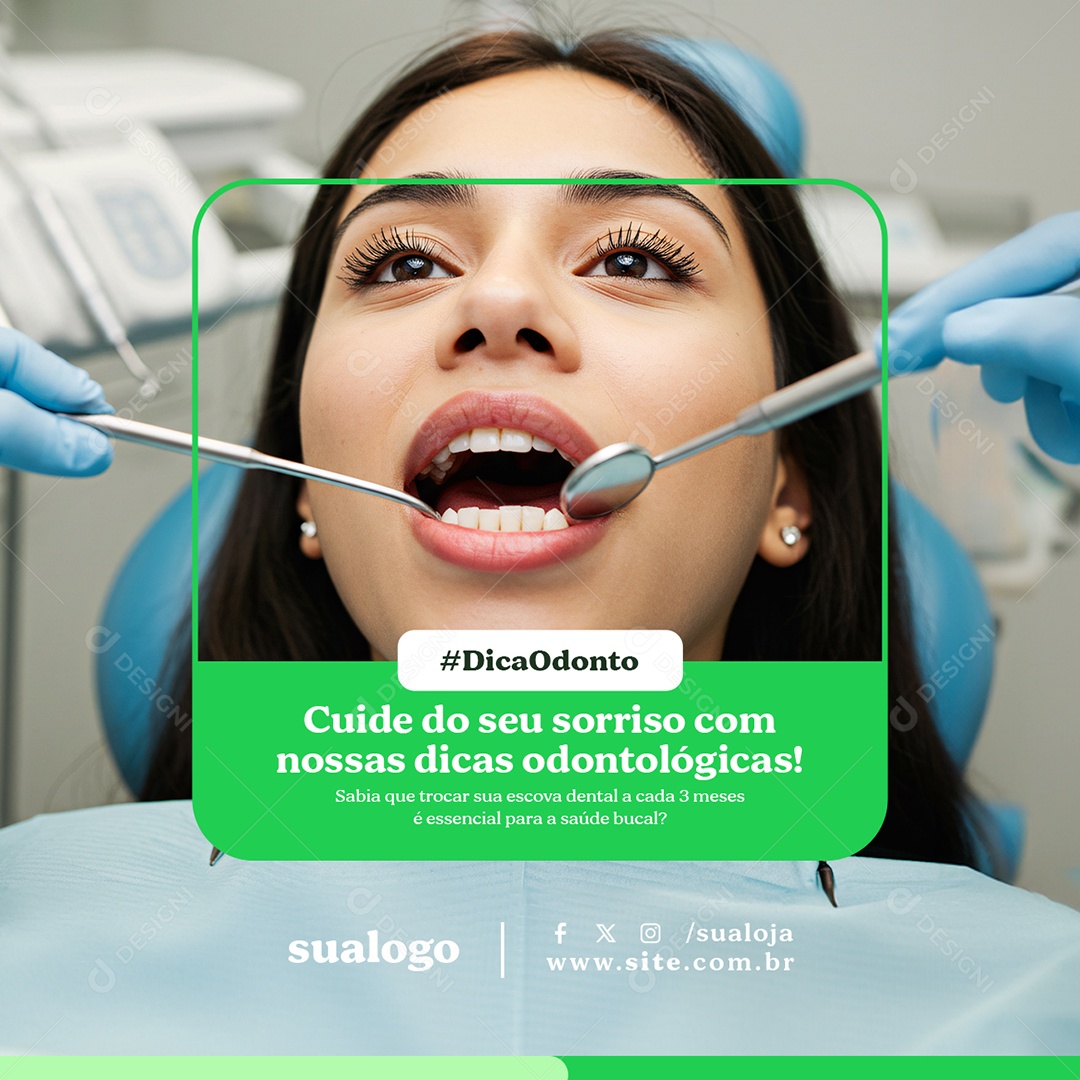 Clínica Odontológica Cuide do Seu Sorriso Social Media PSD Editável