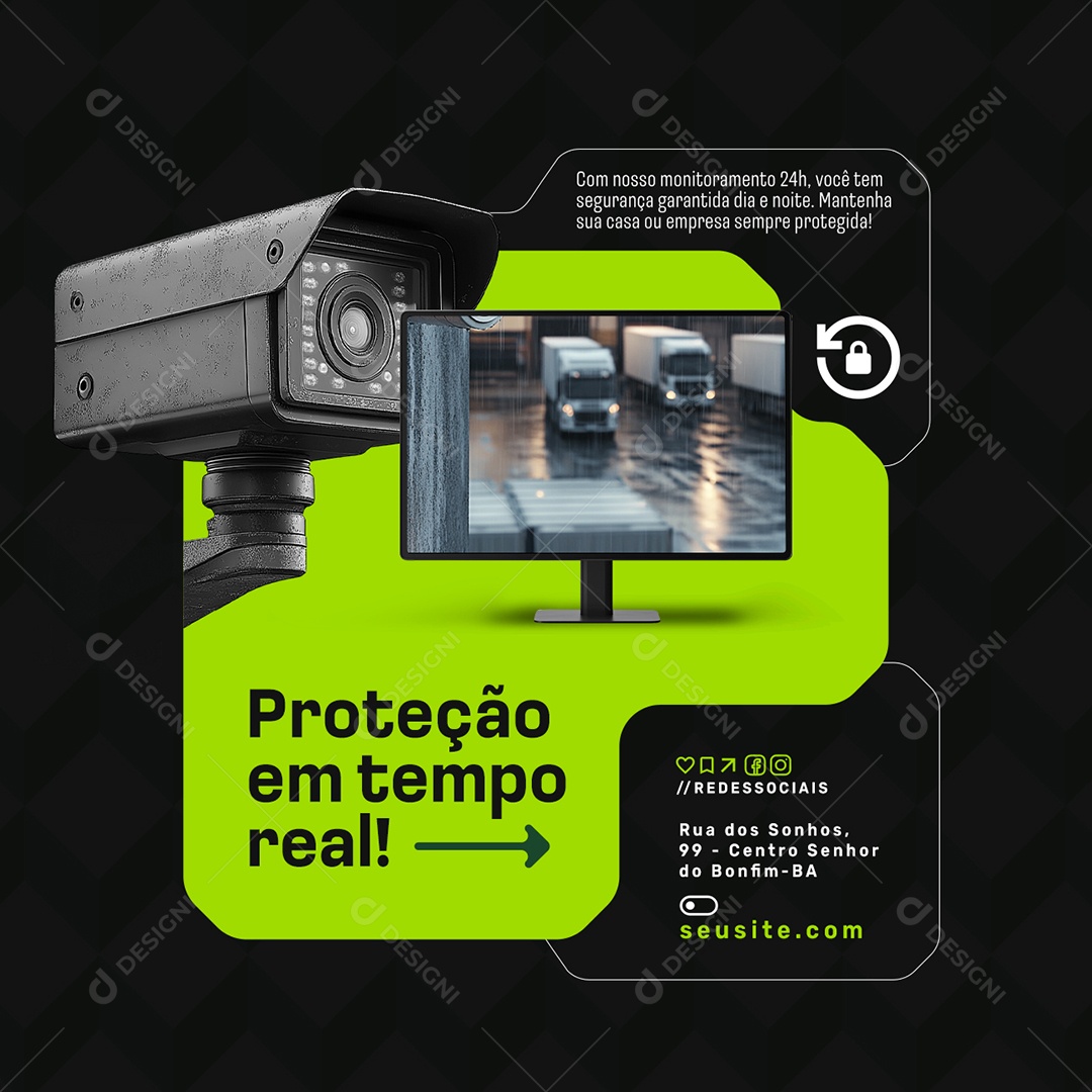 Segurança Proteção em Tempo Real Social Media PSD Editável