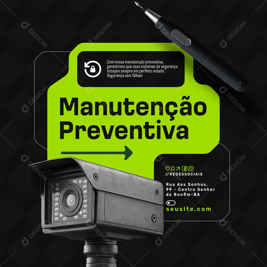 Segurança Manutenção Preventiva Social Media PSD Editável