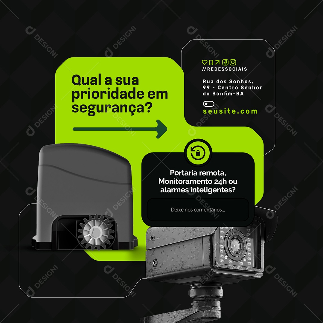 Social Media Qual a Sua Prioridade em Segurança PSD Editável