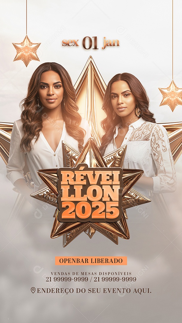 Story Flyer Réveillon 2025 Sexta 01 de Janeiro Social Media PSD Editável