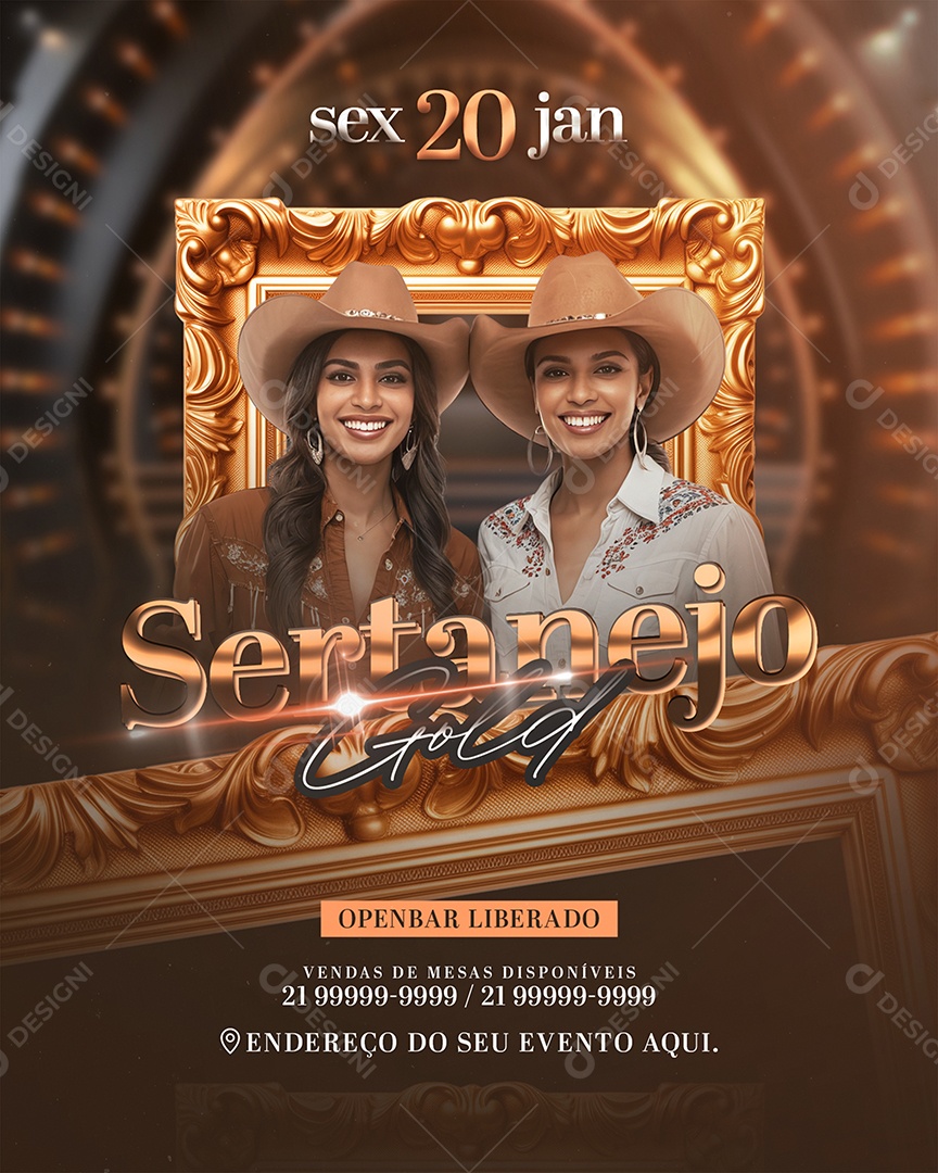 Flyer Sertanejo Gold Social Media PSD Editável