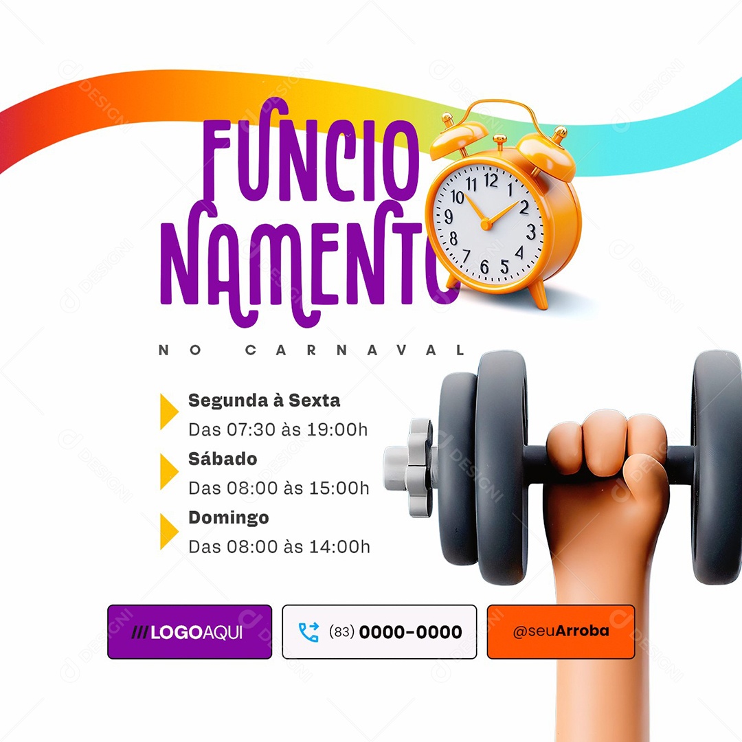 Opening hours In Carnival Social Academy Media PSD Editable