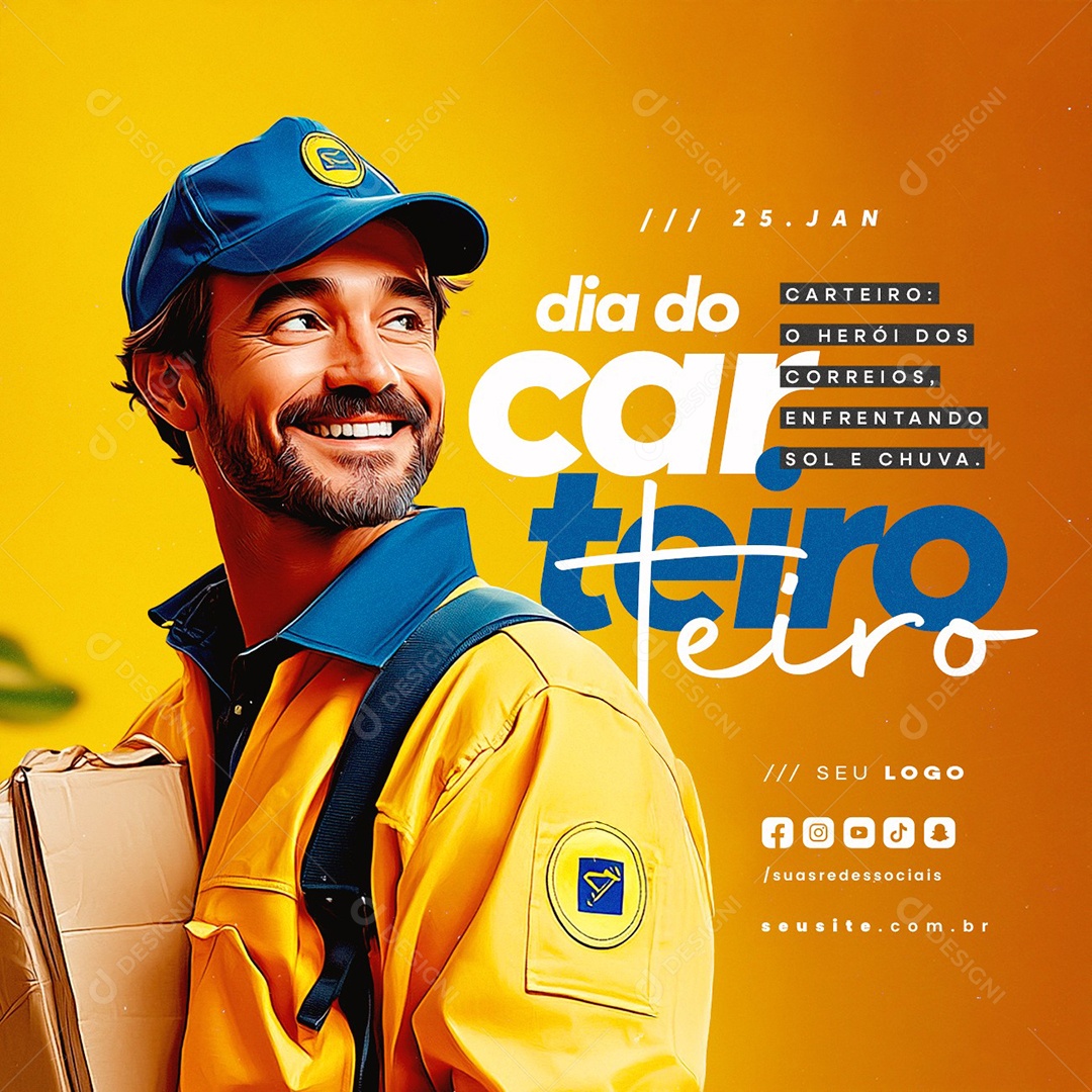 Dia do Carteiro 25 de Janeiro Social Media PSD Editável