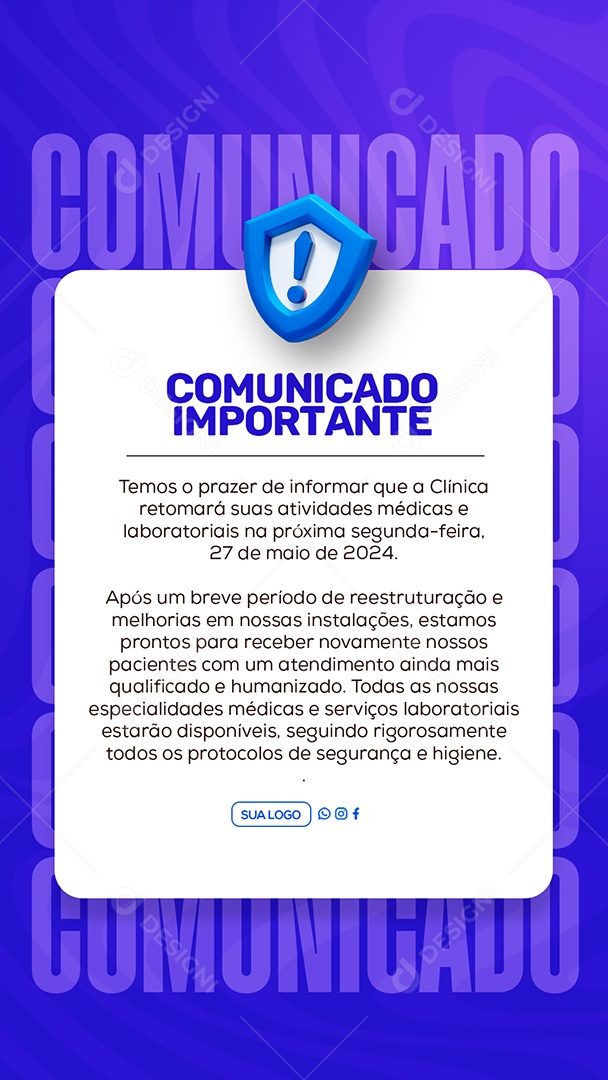 Story Comunicado Importante Clinica Social Media PSD Editável