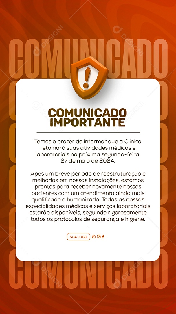 Story Comunicado Importante Clinica Social Media PSD Editável