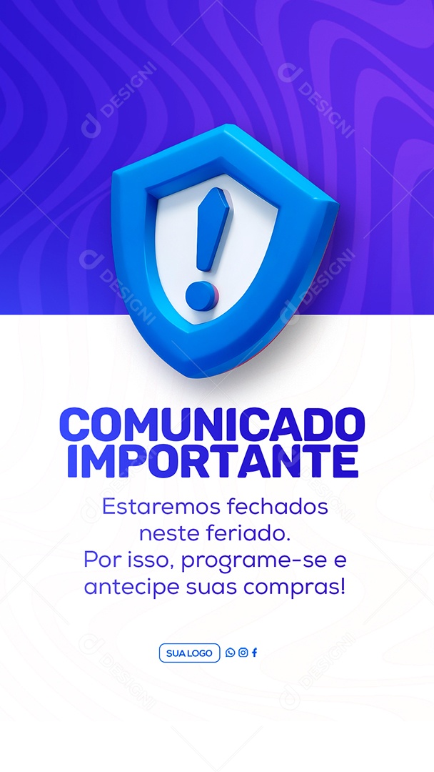 Story Comunicado Importante Feirado Social Media PSD Editável