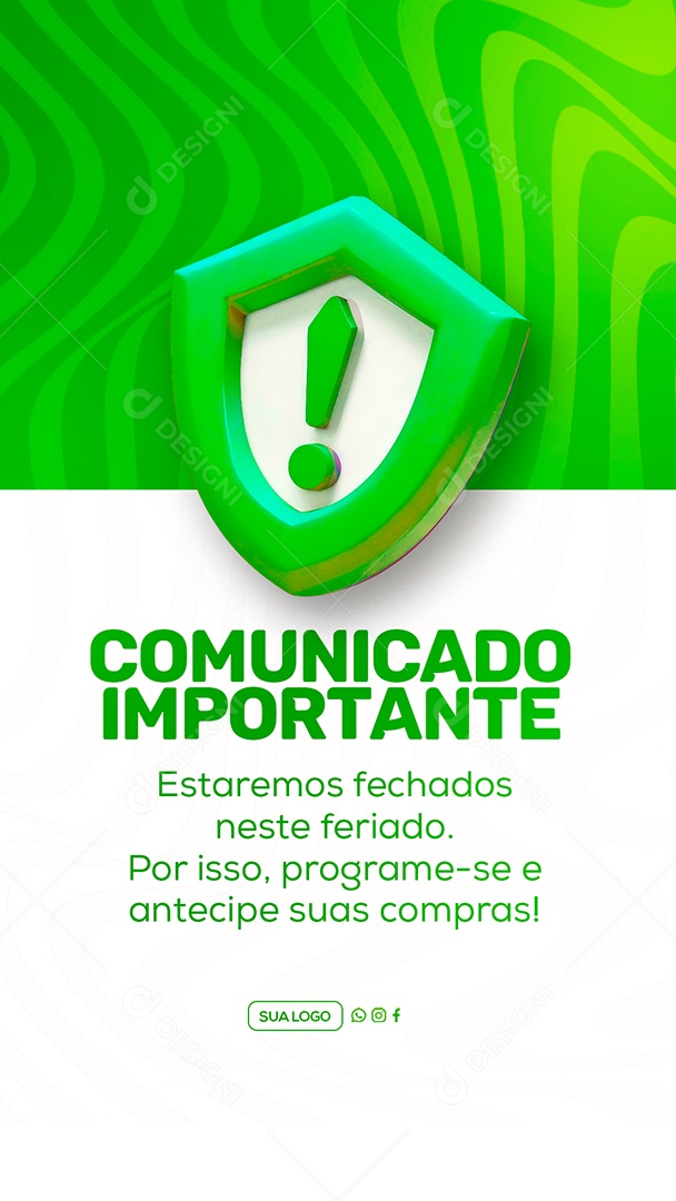 Story Comunicado Importante Feirado Social Media PSD Editável