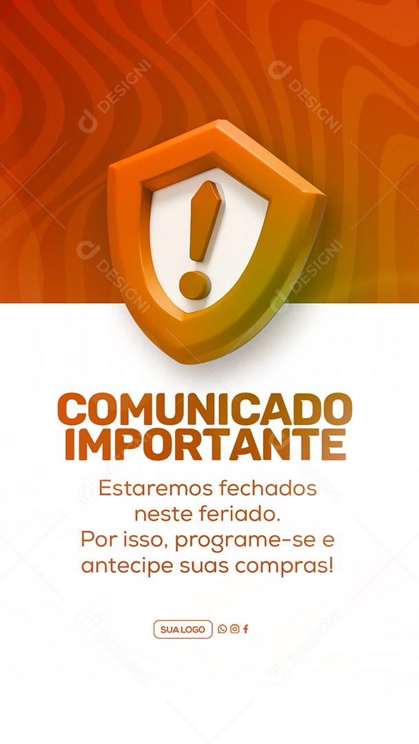 Story Comunicado Importante Feirado Social Media PSD Editável