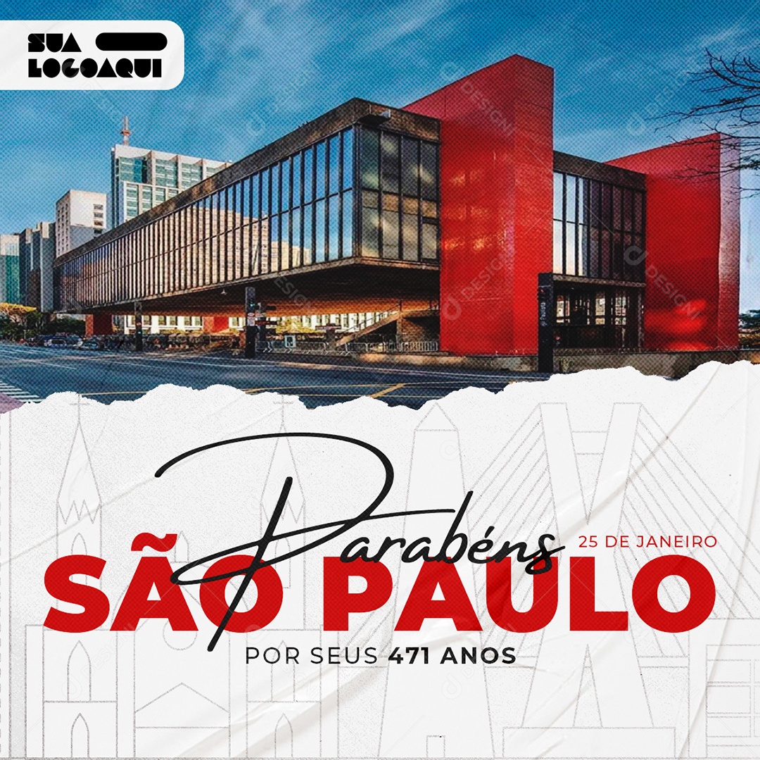 Feed Aniversário de São Paulo Parabéns Social Media PSD Editável