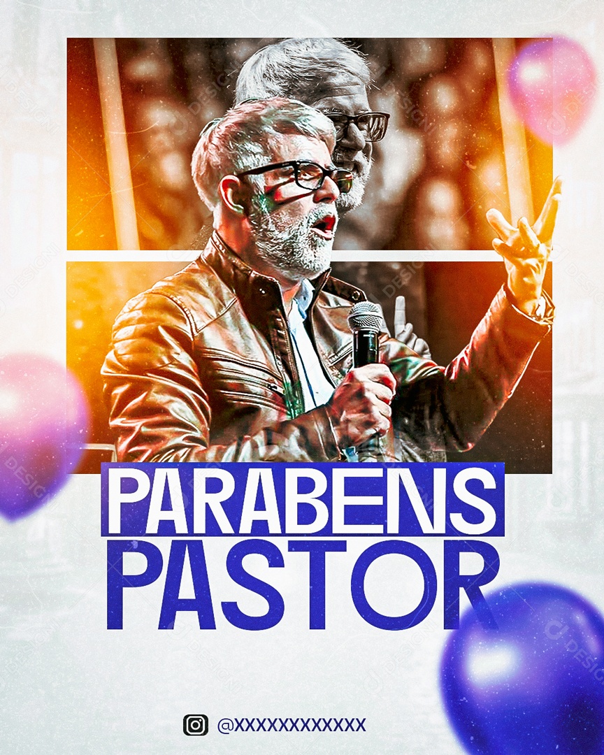 Flyer Gospel Parabéns Pastor Social Media PSD Editável