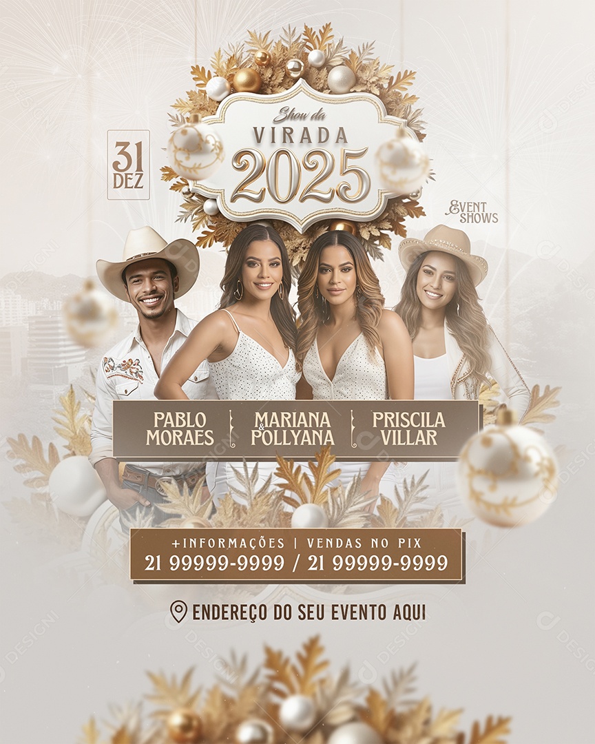 Flyer Show da Virada 2025 Social Media PSD Editável