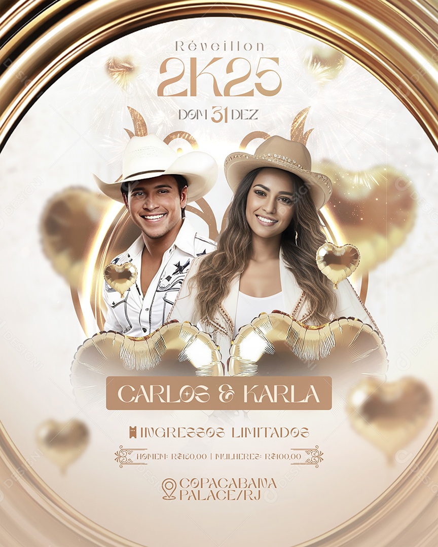 Flyer Réveillon 2K25 Social Media PSD Editável