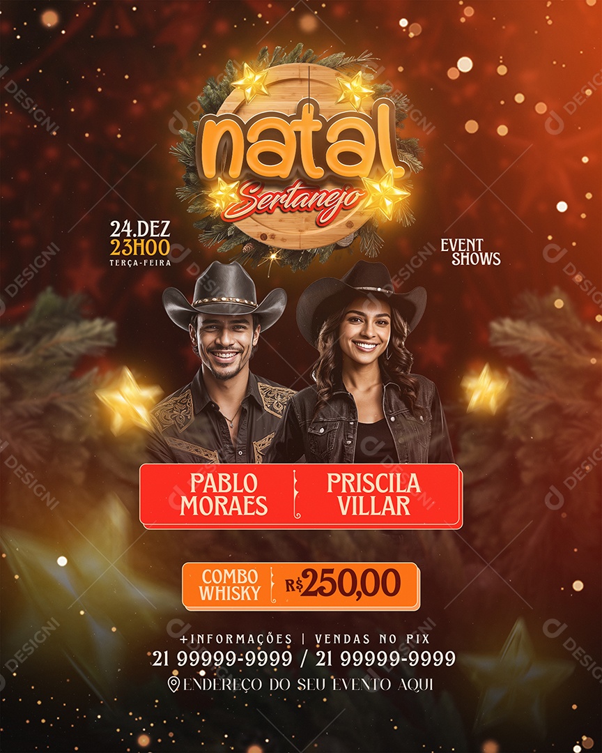Flyer Christmas Sertanejo Social Media PSD Editable