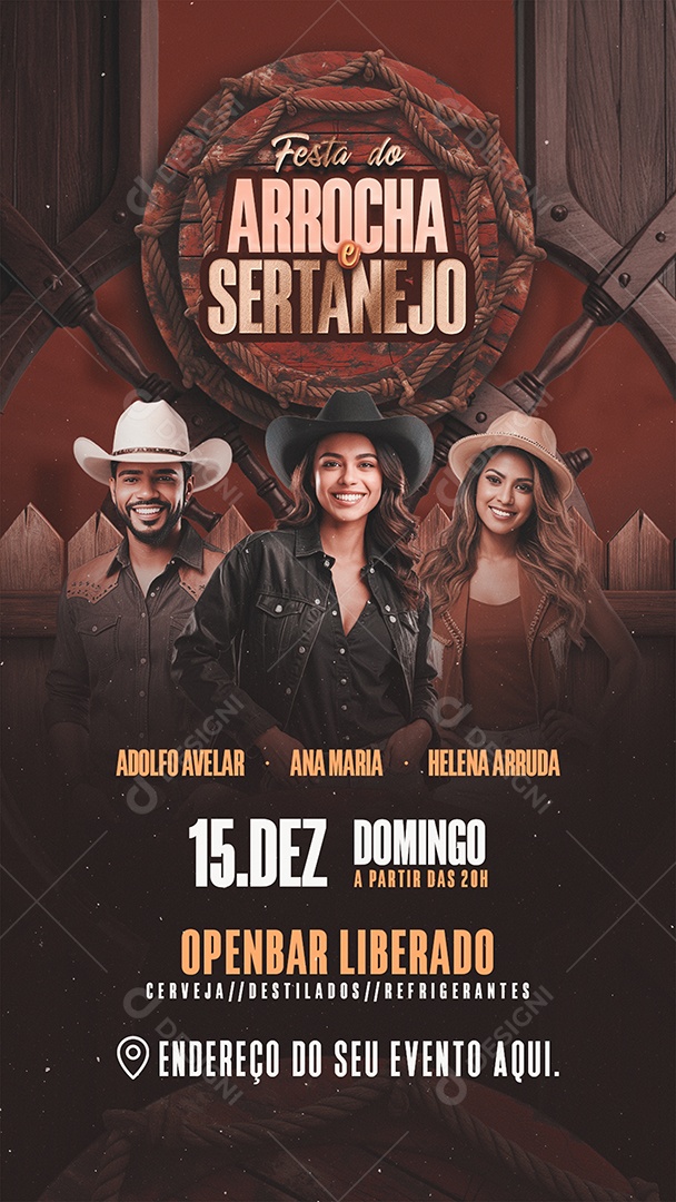 Story Flyer Festa do Arrocha e Sertanejo Social Media PSD Editável