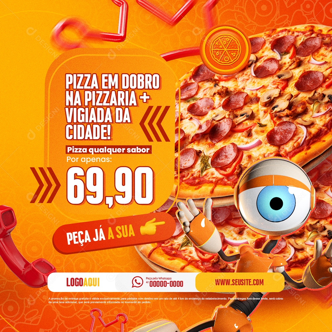 Hamburgueria Pizzaria BBB Pizza em Dobro Peça Já a Sua Social Media PSD Editável