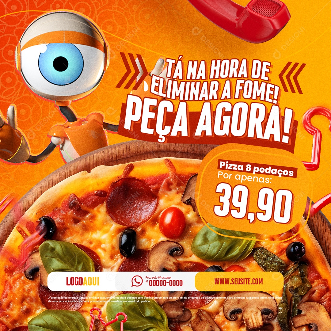 Hamburgueria Pizzaria BBB Tá Na Hora de Eliminar a Fome Peça Agora Social Media PSD Editável