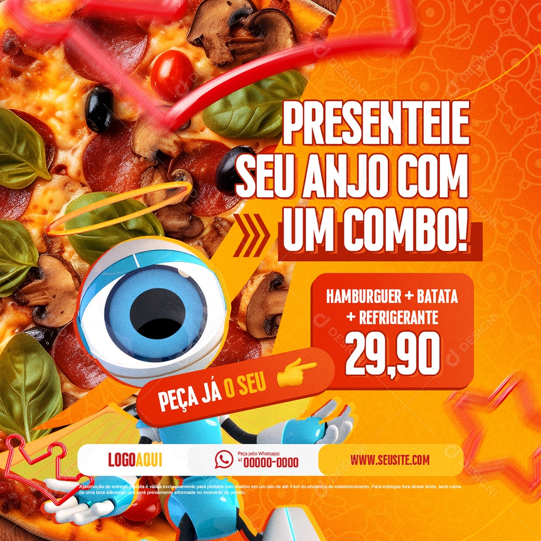 Hamburgueria Pizzaria BBB Presenteie seu Anjo com Um Combo Social Media PSD Editável