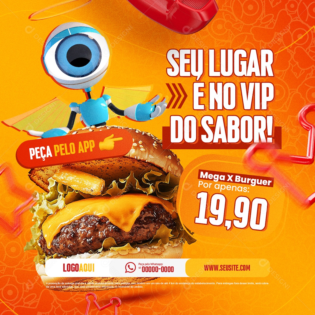 Hamburgueria Pizzaria BBB Seu Lugar é no Vip do Sabor Social Media PSD Editável