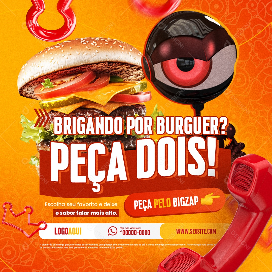 Hamburgueria Pizzaria BBB Brigando por Burguer Peça Dois Social Media PSD Editável