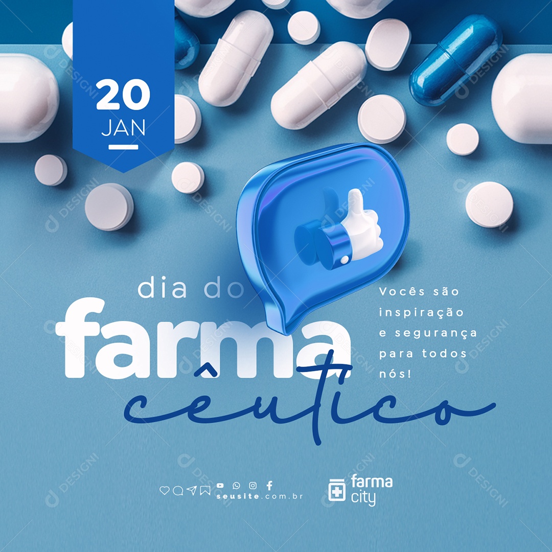 Dia do Farmacêutico 20 de Janeiro Vocês São Inspiração Social Media PSD Editável
