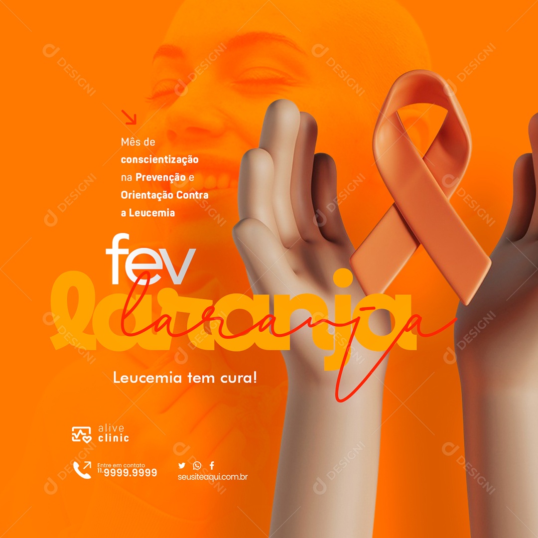Fevereiro Laranja Leucemia Tem Cura Social Media PSD Editável