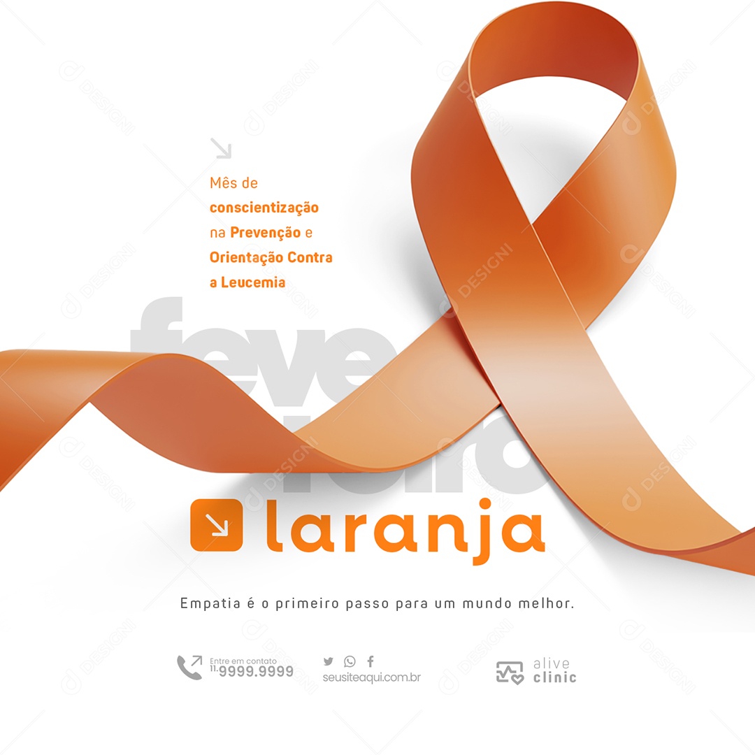 Fevereiro Laranja Empatia é o Primeiro Passo para Um Mundo Melhor Social Media PSD Editável