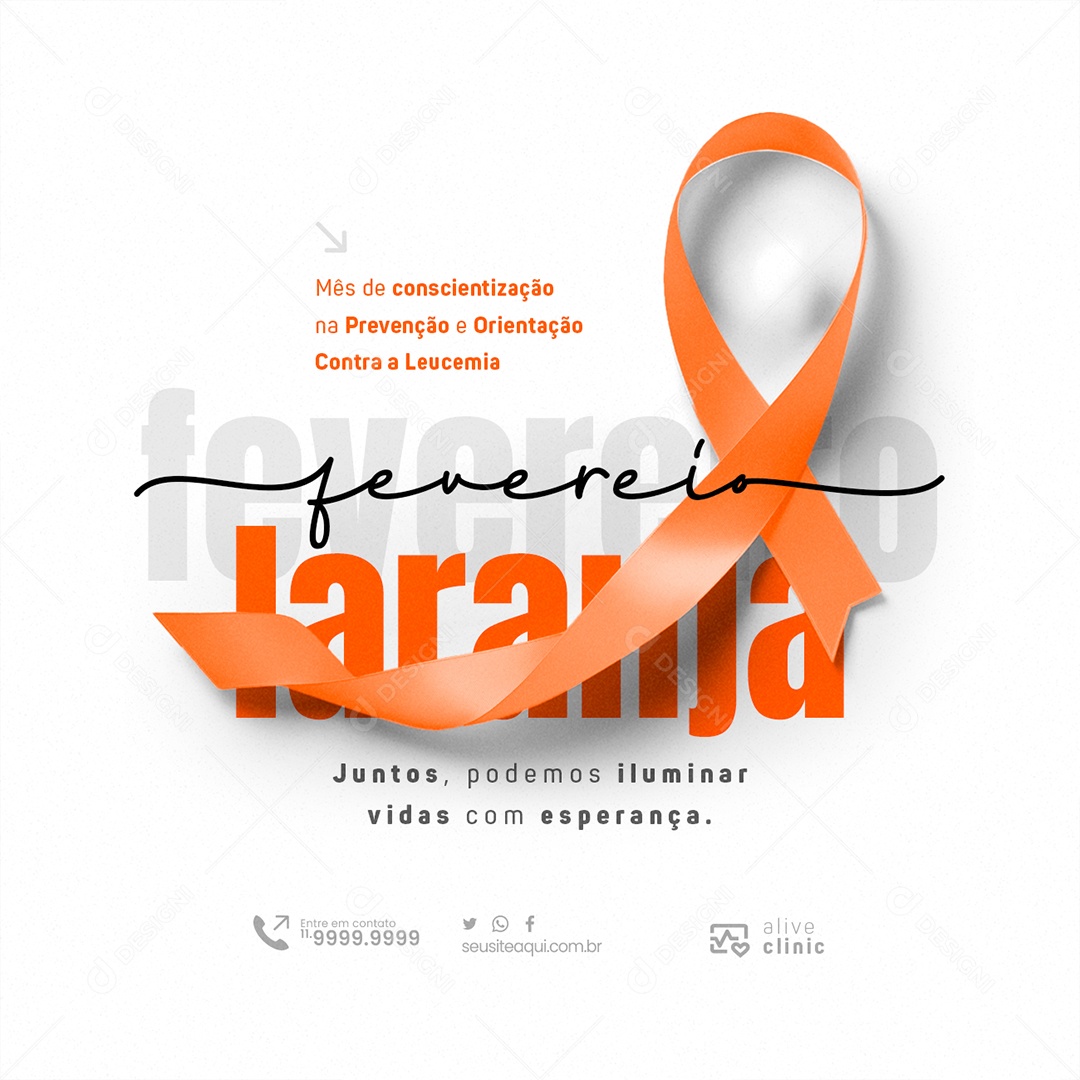 Fevereiro Laranja Juntos Podemos Iluminar Vidas com Esperança Social Media PSD Editável