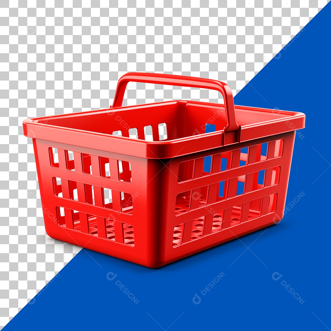 Cesta de Supermercado Vermelho Para Composição PSD