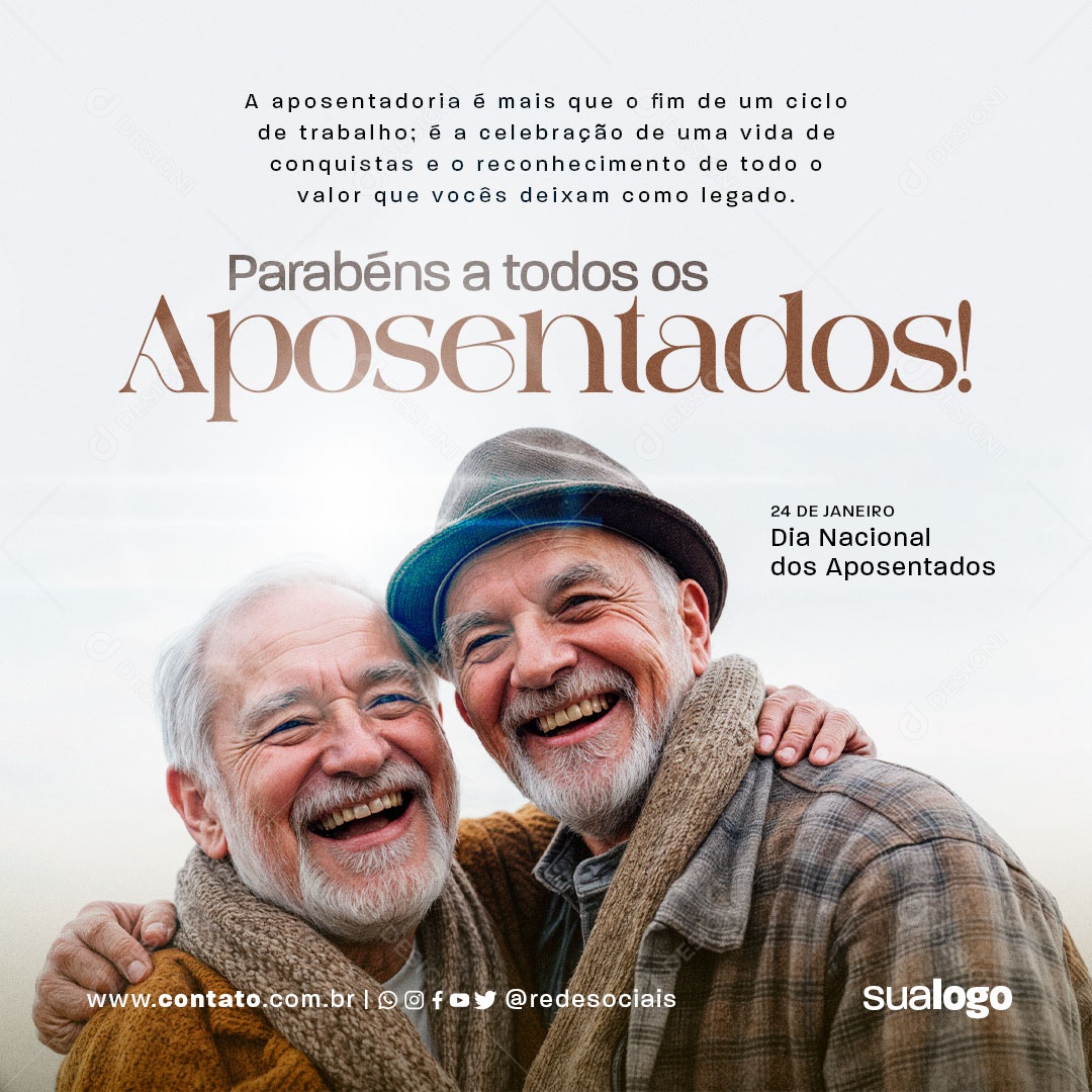 Feliz Dia dos Aposentados 24 De Janeiro Social Media PSD Editável