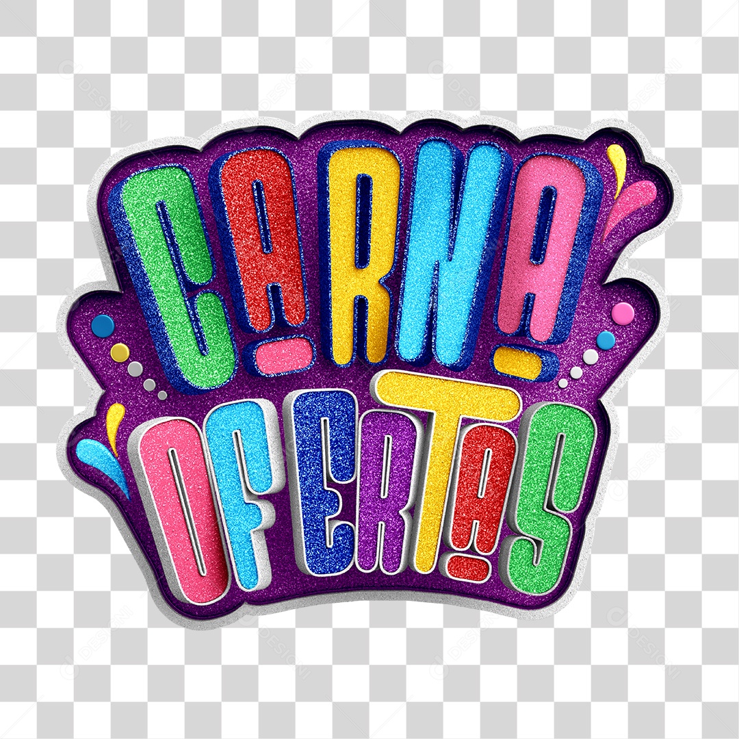 Logotipo 3D Carnaval Carna oferece lilás colorido