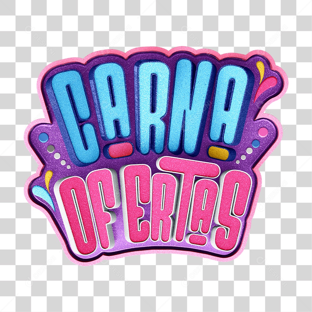 Logotipo 3D Carnaval Carna oferece azul claro com rosa