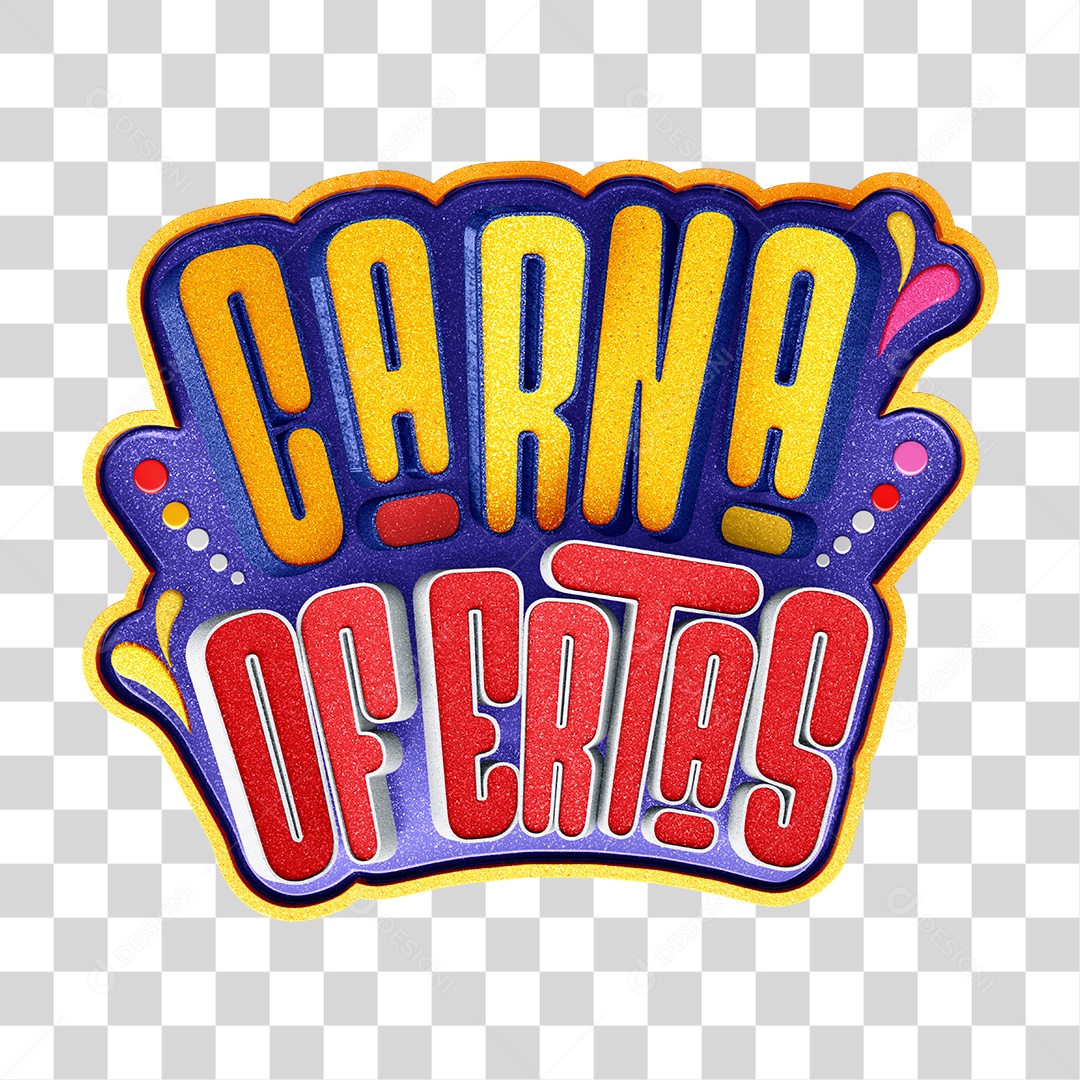 Logotipo 3D Carnaval Carna oferece vermelho com amarelo