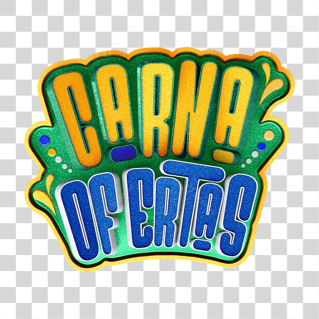 Logotipo 3D Carnaval Carna ofertas amarelo com verde