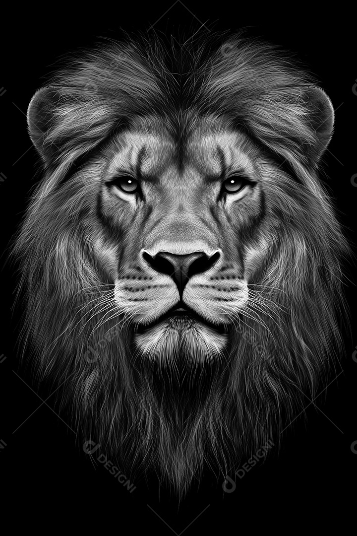 Leão sobre um fundo preto