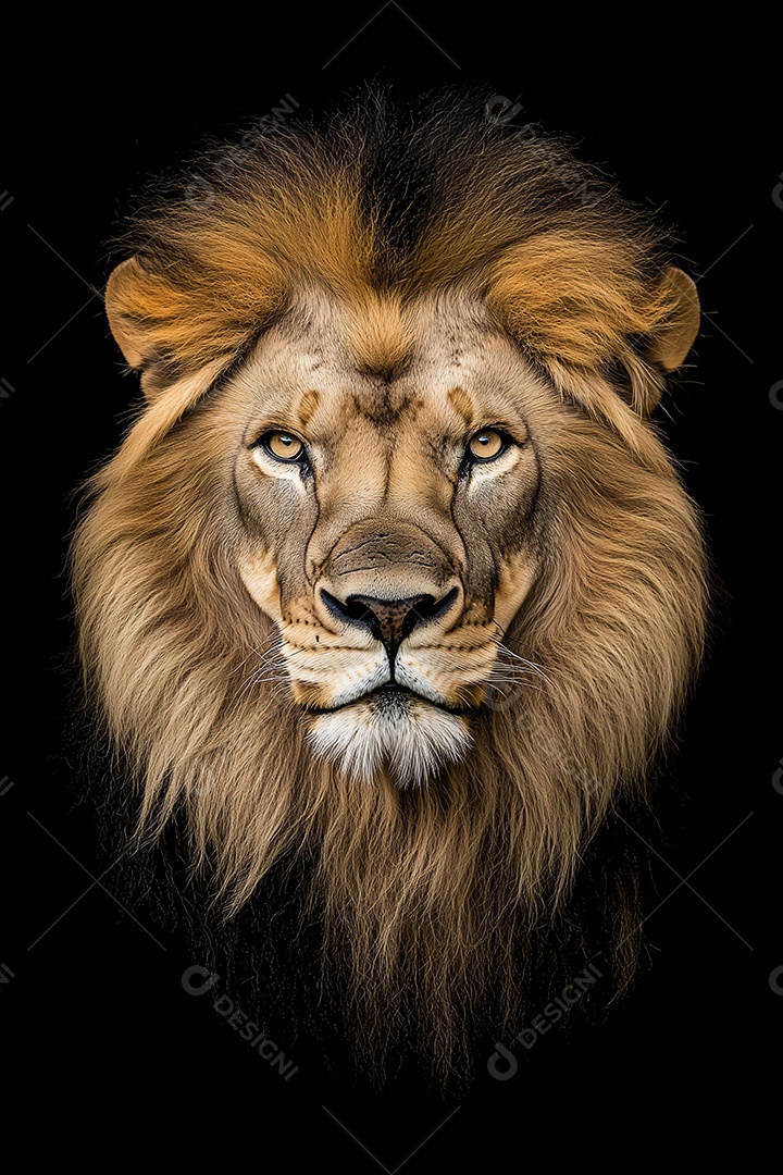 Leão sobre um fundo preto