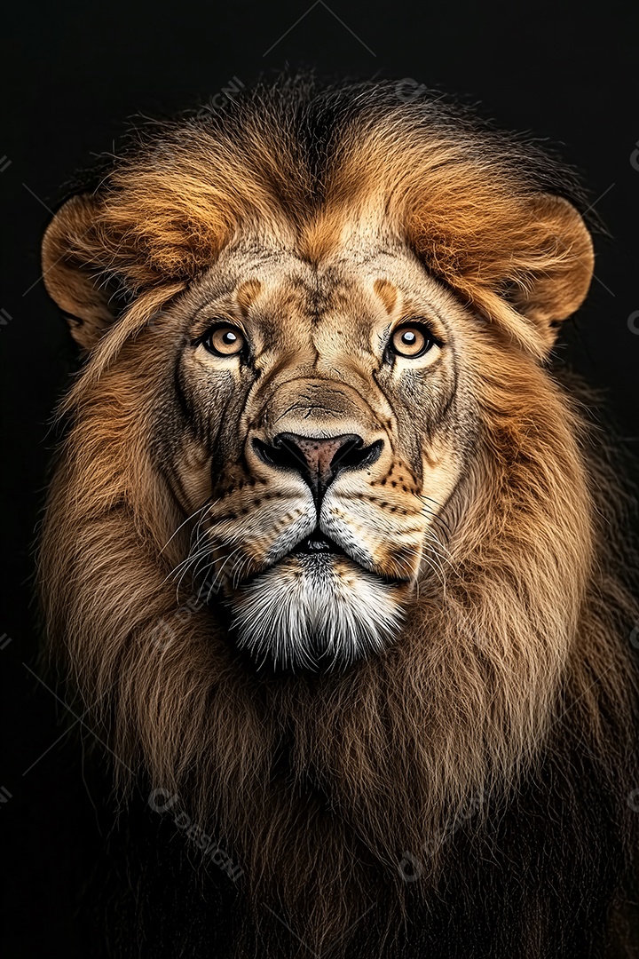 Leão sobre um fundo preto